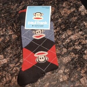 NWT Paul Frank Crew Socks Diamond Argyle Sock Monkey Size 7-12
